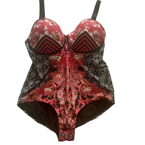 Swimsuits for All Mastermind Baroque Paisley Mirrored Underwire Swimsuit size 22 - Picture 7 of 7
